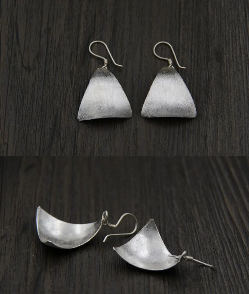 925 пробы серебряные минималистичные матовые Висячие тонкие серьги S925 ручной