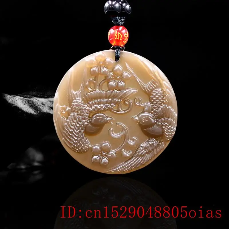 Коричневый нефрита птица подвеска амулет ювелирные изделия резной китайский