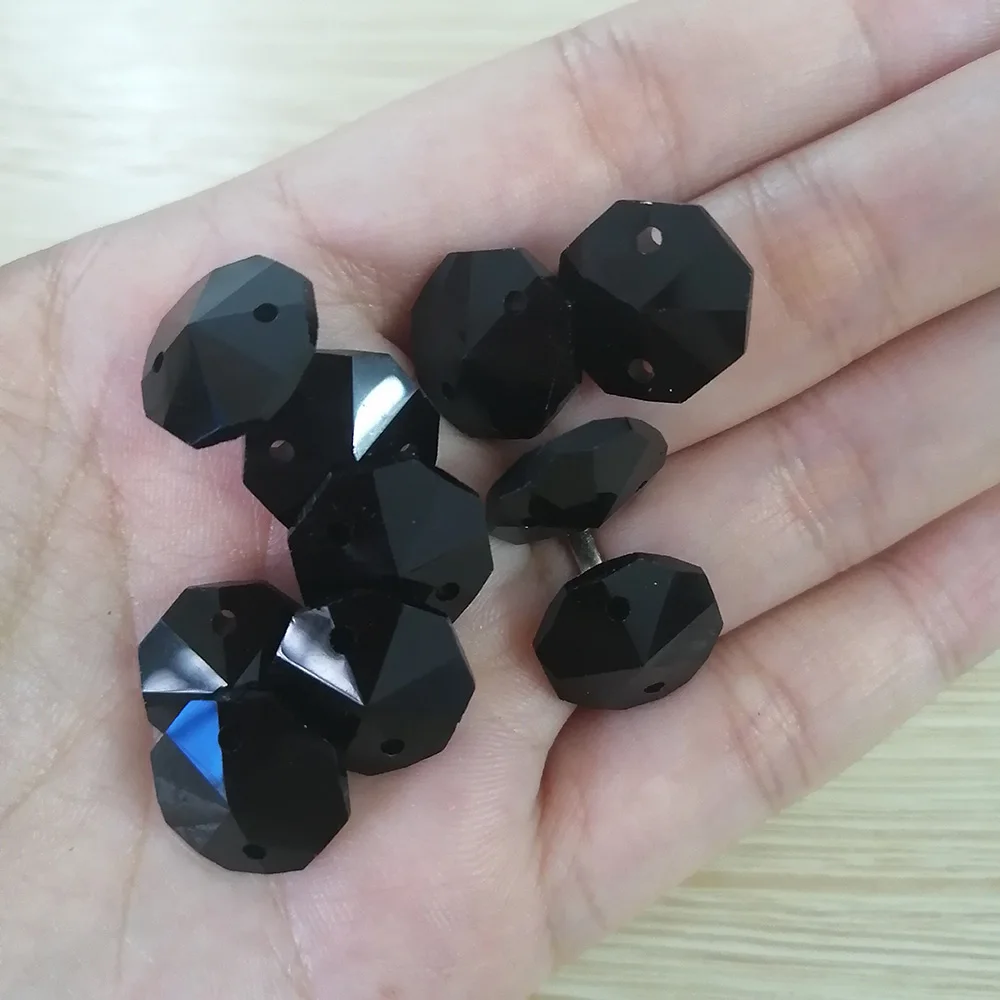 Camal 20 шт Черный 14 мм хрустальные Восьмиугольные бусины два отверстия призмы