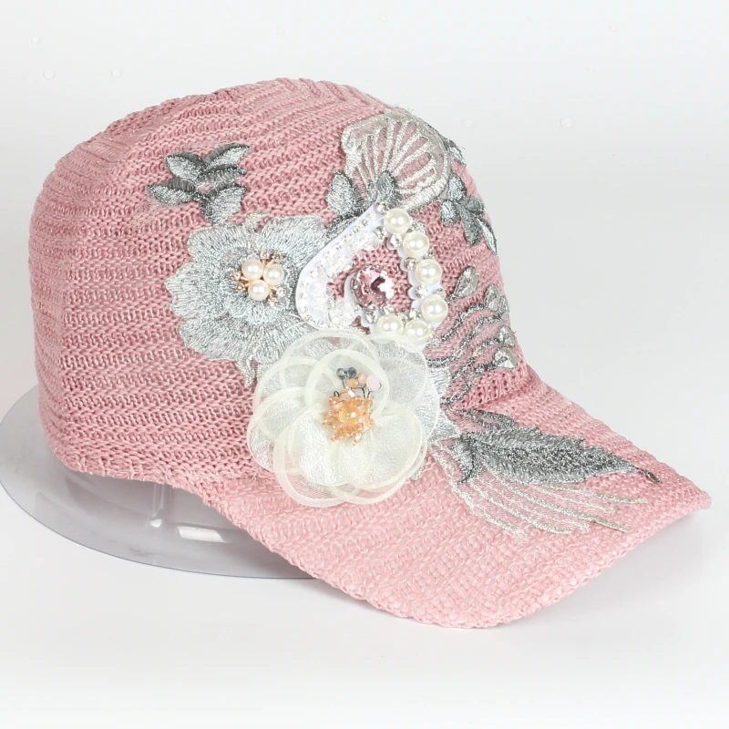 

wholesale Spring and summer ladies baseball hat Handmade flowers sunshade breathable wild casual hat