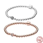 Новый браслет из искусственного серебра 100% пробы с бусинами и ПАВЕ, корона, змея, цепочка сделай сам, подходят для оригинальных шармов, бусины для женщин, подарочные украшения