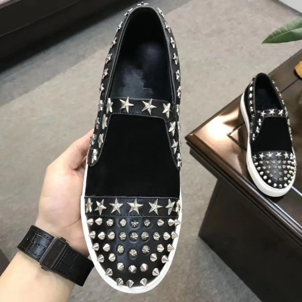 Brand men shoes 2021 New Fashion breathable comfortable loafers luxury Spikes men's flats casual | Обувь