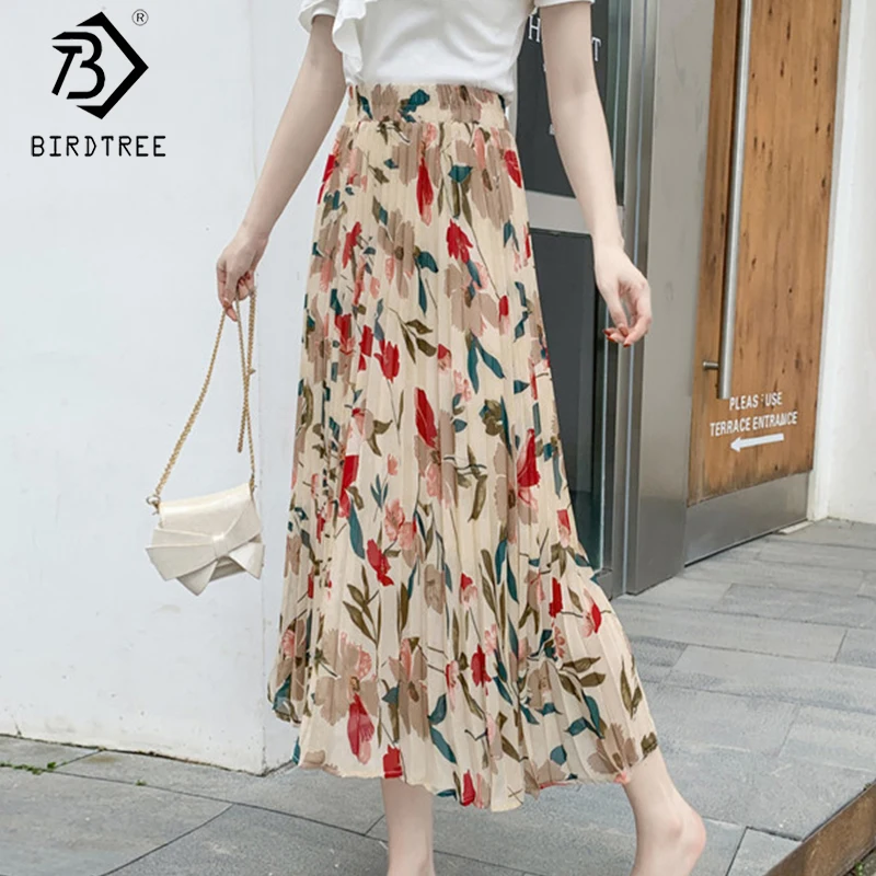 Весенне летняя Женская Офисная шифоновая юбка с цветочным принтом модная