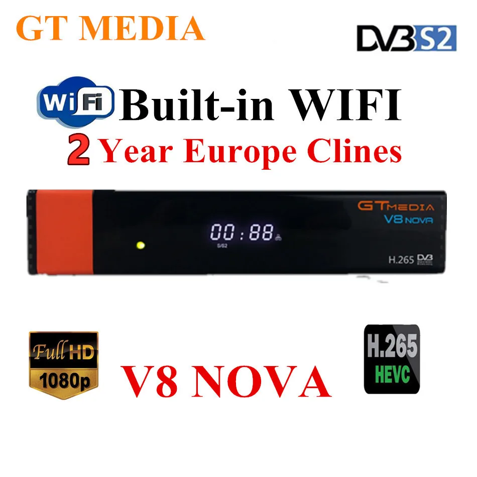 GTmedia V8 NOVA такой же как Freesat V7 V9 супер DVB S2 спутниковый ТВ приемник декодер рецепторов+ 2 года 7 линий европейские Cccam линии