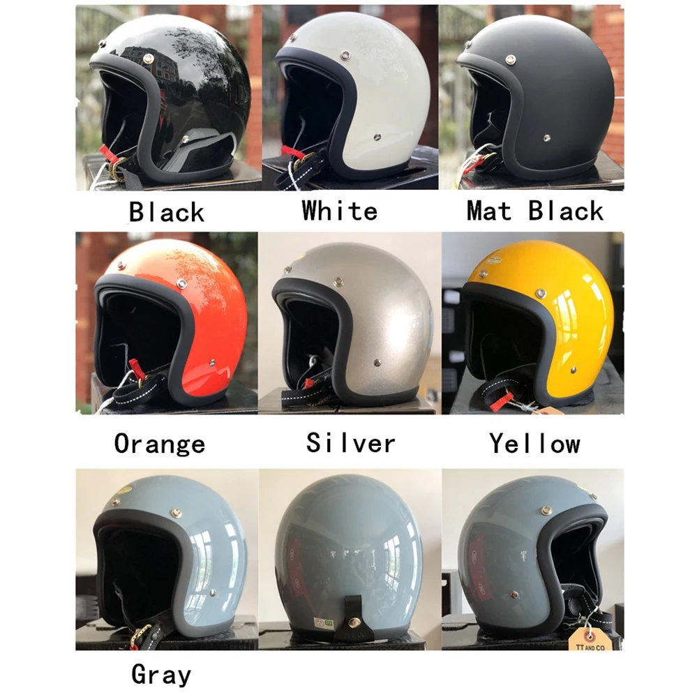 Genuine Japan Korea Style TT&ampCO Vintage Motorcycle 3/4 Jet Casco Moto Retro Cafe Racer Motorbike Riding LightWeight Helmets DOT |