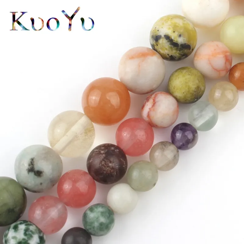 Разноцветные Бусины из натурального камня агат яшмы вокруг свободные бусины для