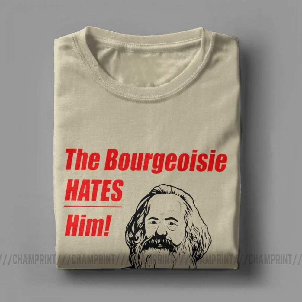 Мужская футболка для отдыха The borgeoisie хлопковая Футболка с символикой Маркса