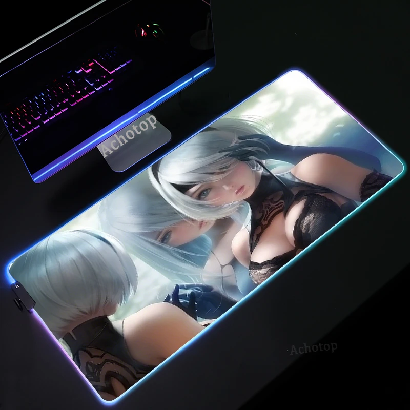 nier replicant rgb mouse pad gamer carpet notbook computer mousepad gaming mouse pads gamer keyboard mouse mat laptop xl led rug free global shipping