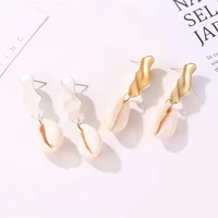 trendy shell drop earrings for women handmade goldsilver color metal pendant dangle earring female 2019 brincos fashion jewelry