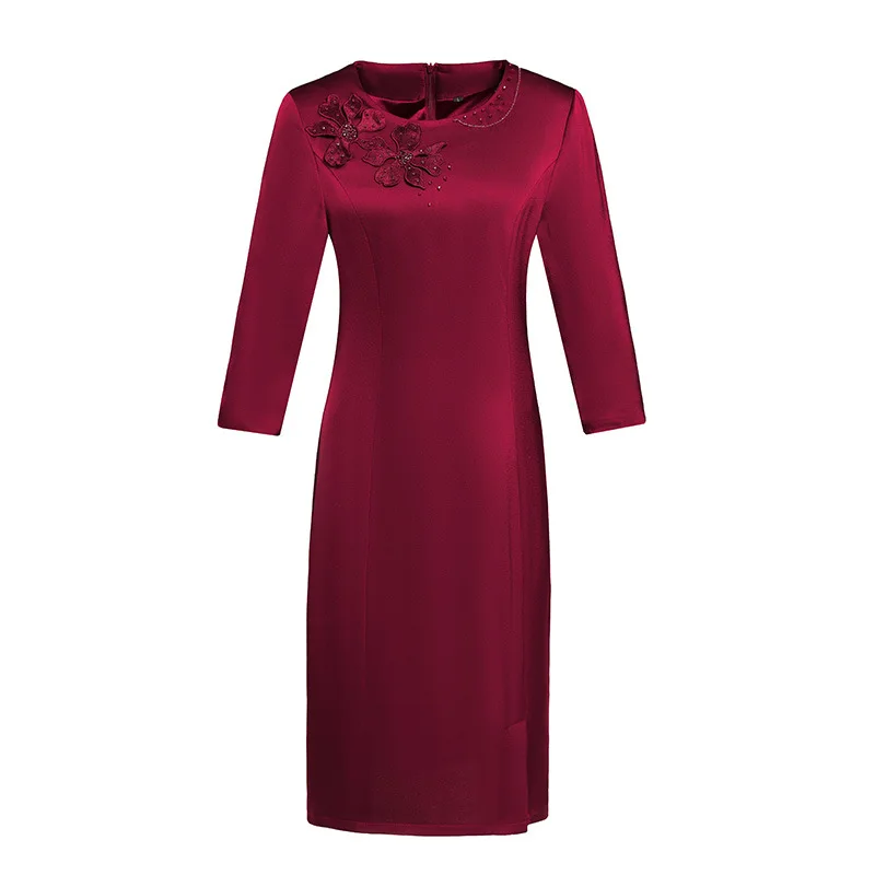 

Spring and autumn women's wedding dress for middle-aged and elderly women
