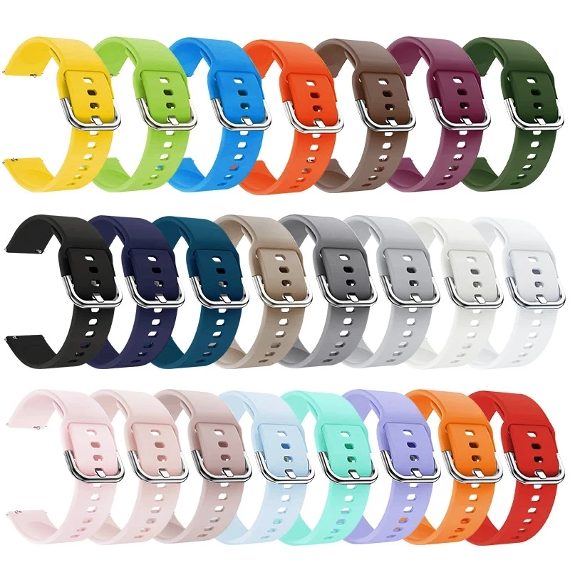 

20mm 22mm Band for Samsung Galaxy Watch 3/46mm/42mm/active 2 Gear s3 Frontier/S2 silicone bracelet Huawei GT/2/2e/GT2 Pro strap