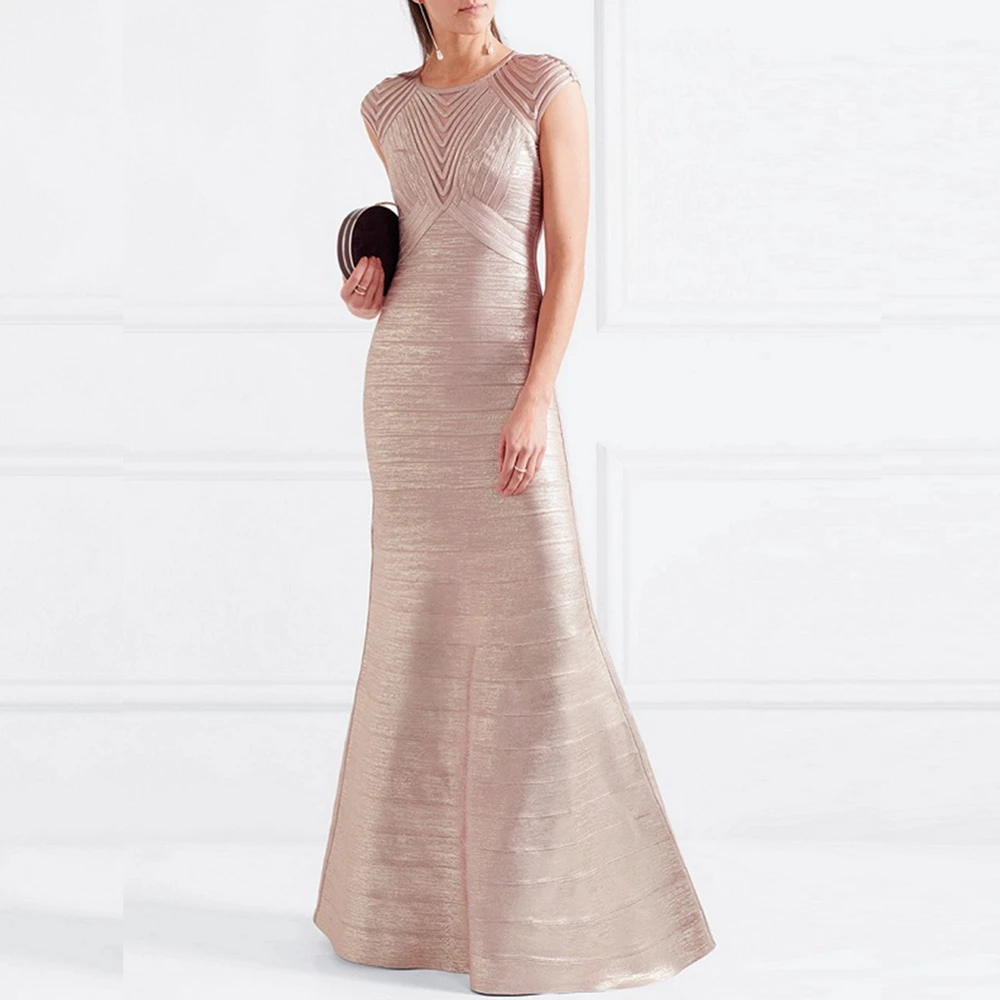 2019 New Fashion Mermaid Beige Black Long Bandage Dress Backless Celebrity Party Evening Gown ocassion Vestidos Gule Wholesale | Женская