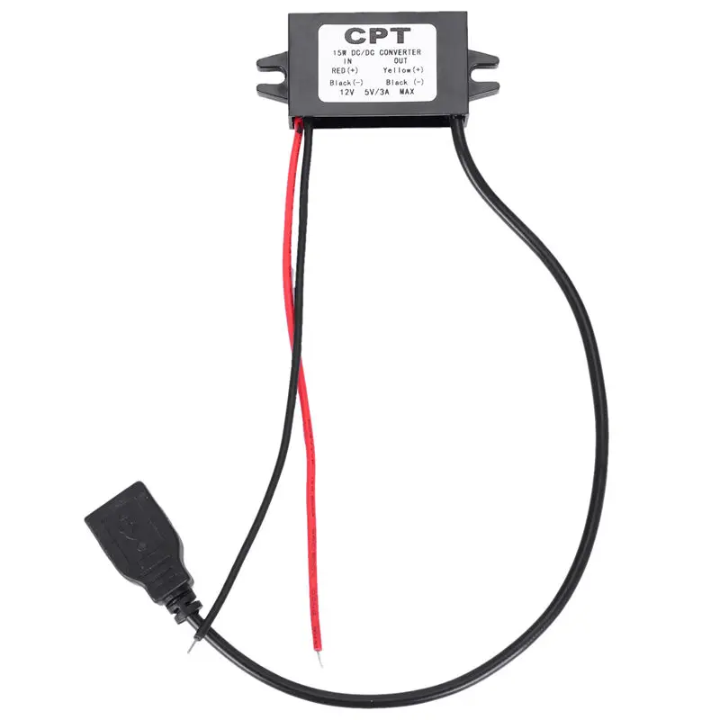 Power Converter Regulator DC 12V to 5V 3A 15W Step Down Waterproof Voltage Convert Transformer Connector Cable Car Charger 1 | Автомобили