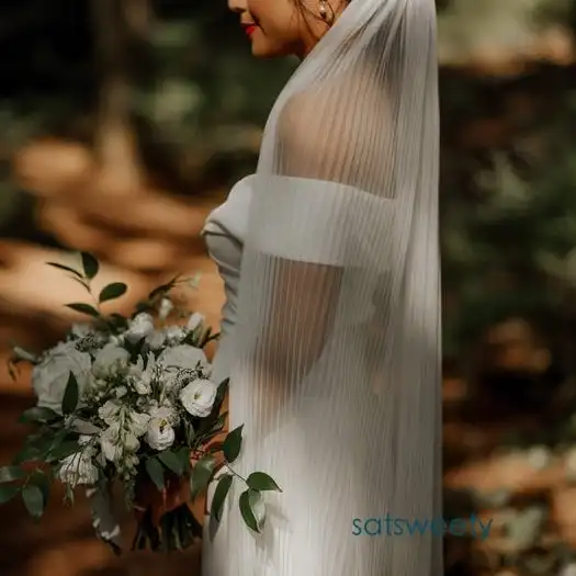 High Quality Pleat Tulle Bridal Veils 1 layers Waltz Length Ivory/white Veil for Bridal Cut Edge Tulle Wedding Veil