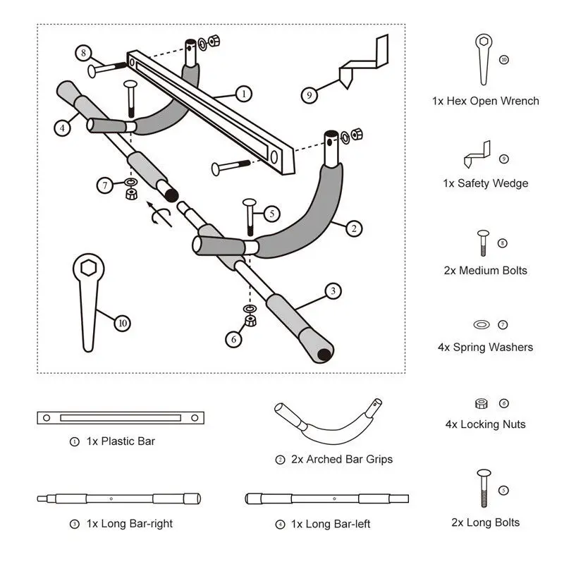 

Indoor Fitness Door Frame Pull Up Bar Wall Chin Up Bar Adjustable Training Horizontal Bar For Home Workout Fitness Equipments