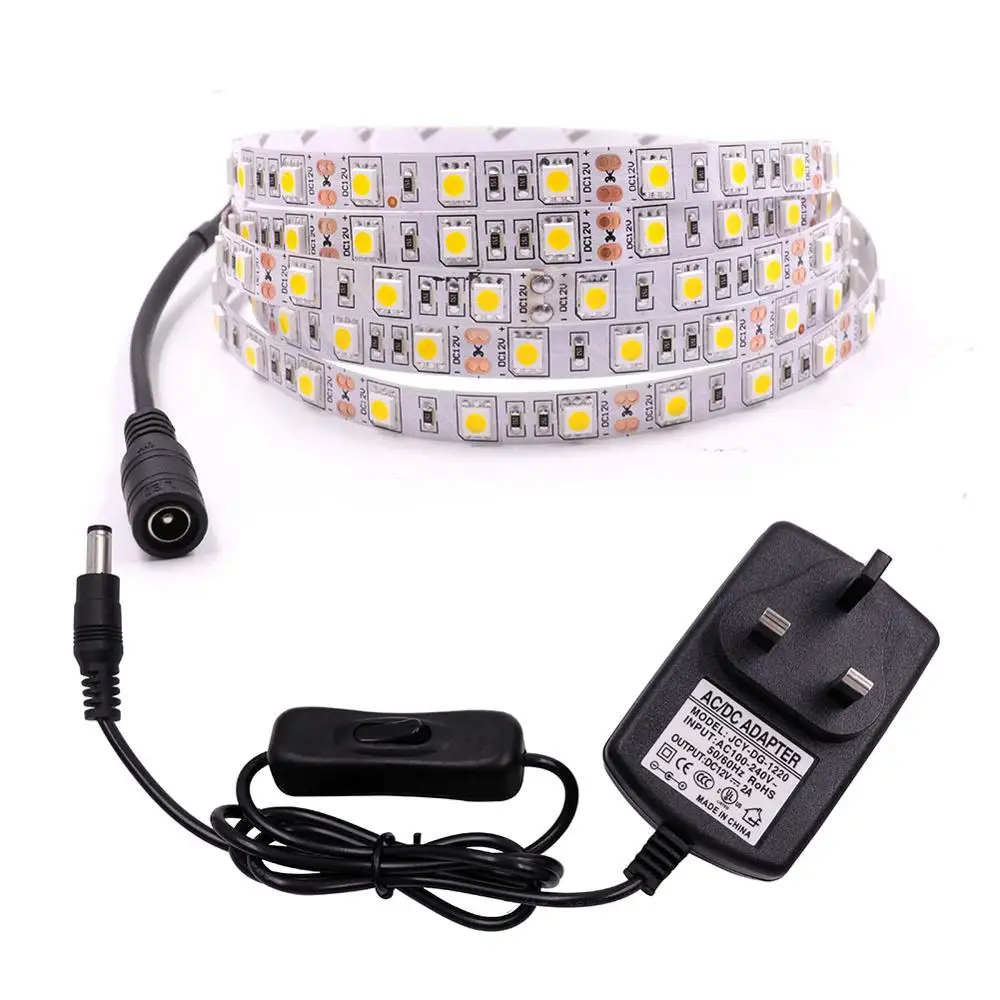 5 м DC12V СВЕТОДИОДНАЯ лента SMD 5050 60 светодиодов/м IP21 IP65 водонепроницаемая