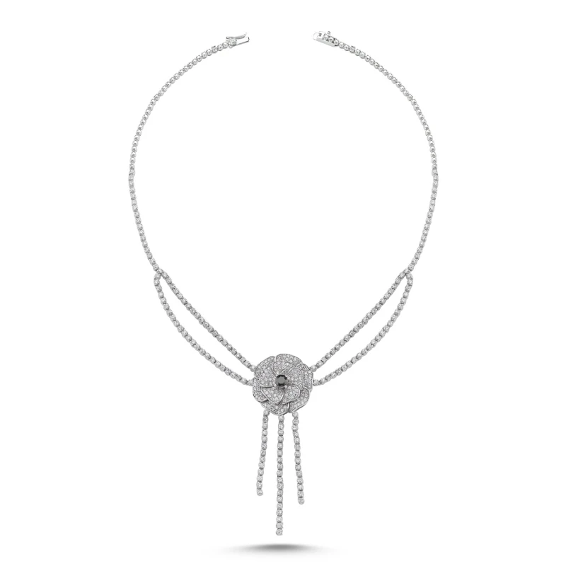 

Серебряное циркониевое ожерелье Silverlina с цветком из фианита
