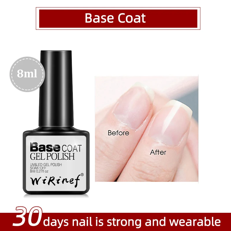 base coat WiRinef матовое верхнее покрытие Гель-лак для ногтей 8 мл/30 мл долговечный замачиваемый прозрачный СВЕТОДИОДНЫЙ УФ-Гель-лак Art Mat - Цвет: base coat