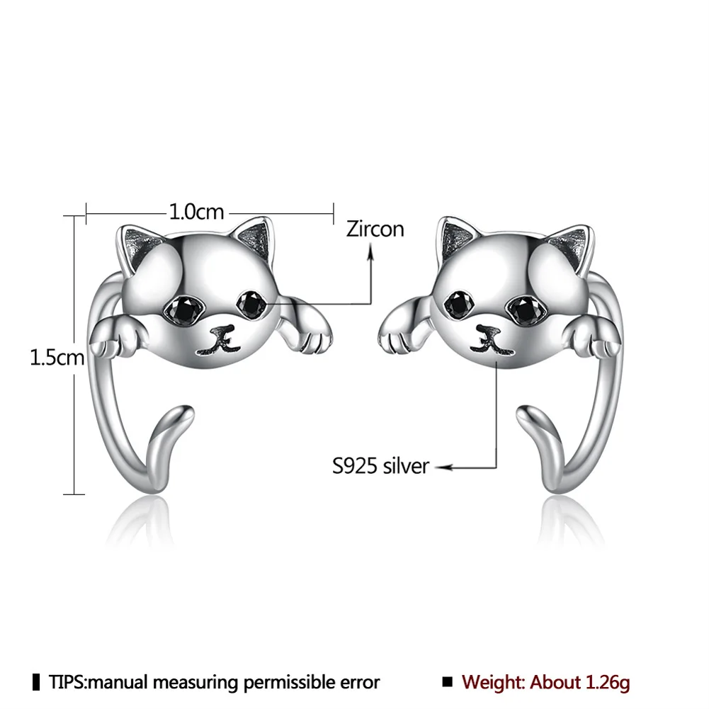 

Wanry Flourigems 2021 New Animal Tail Stud Earrings Women Cute Cat Earrings S925 Sterling Silver Earrings Fine Jewelry For Girls