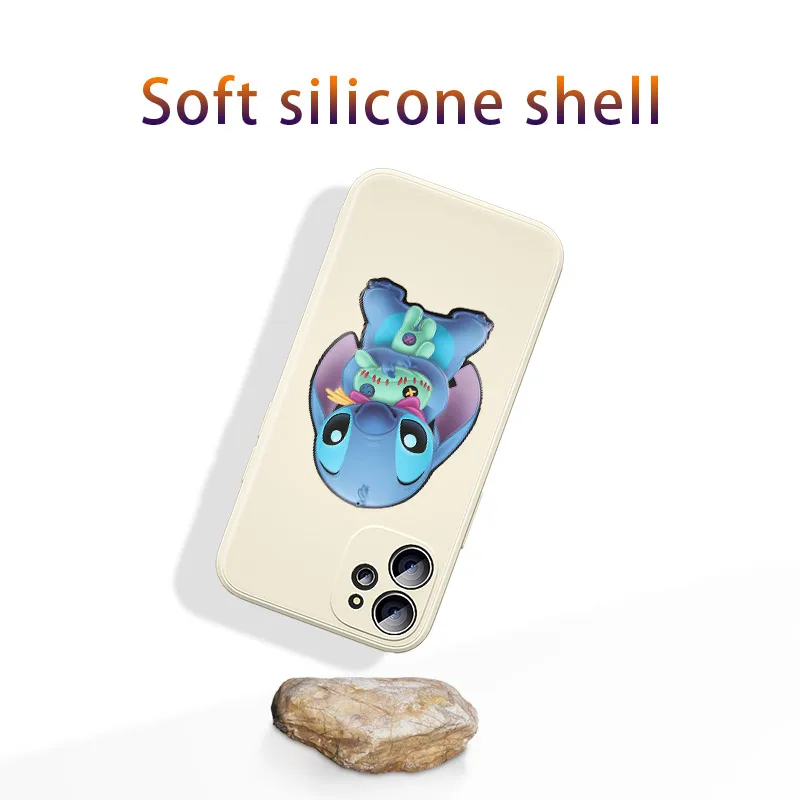 Lilo Stitch Cartoon Liquid Silicone Soft Cover For Apple IPhone 13 12 Mini 11 Pro XS MAX XR X 8 7 6 SE Plus Phone Case