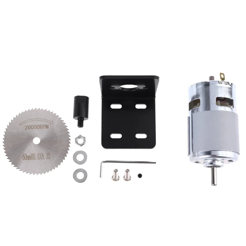 

M4YC DC 12V 775 Motor Table Saw Kit with Ball Bearing Mounting Bracket Saw Blade for Woodworking Cutting Polishing Engraving