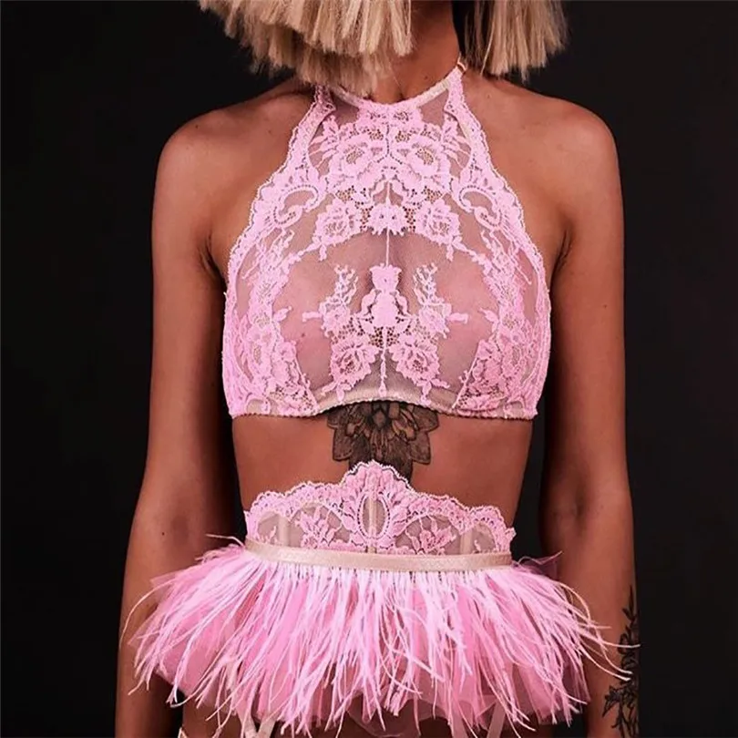 Bra+Garter+Briefs Set Sexy Erotic Lingerie Babydoll Cut-Out Sleepwear Exquisite Lace Soutien Gorge Erotique 30NOV6 | Женская одежда