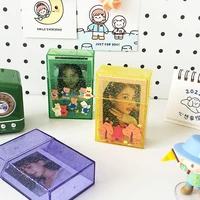 sharkbang transparent glitter 3 inch card holder idol postcards protective storage box bus photo cards album collection supplies