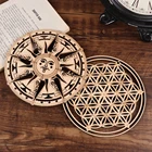 Настенная картина с изображением священной геометрии, деревянный знак, подвесное искусство, Хрустальная сетка, медитация, чакра, цветок жизни, лазерная вырезка, подставка, коврик, настенное украшение