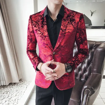 Дизайн мужской пиджак Модный Красный жаккардовый жакет Blazes Homme брачный Masculino лучший мужской Блейзер Плюс 6XL