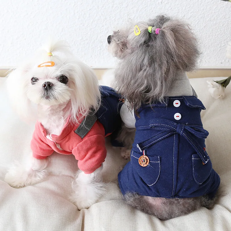 Denim Boy Dog Sweater Jumpsuit casual clothes Cat Puppy Coat Jacket Shirt Pants Autumn/Spring Apperal | Дом и сад