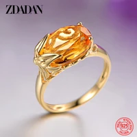 zdadan 925 sterling silver big ring for women luxury gold engagement party rings fashion jewelry gift