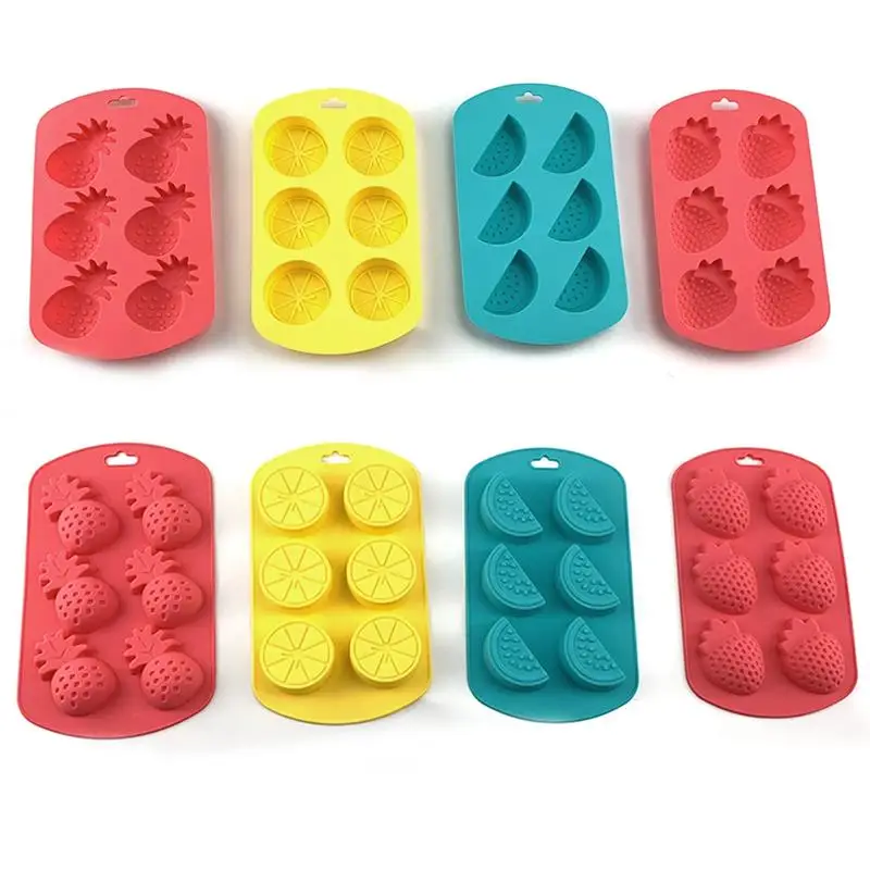 Fruit Shaped Silicone Mold Watermelon Lemon Strawberry Pineapple DIY 6 Cavities Candy Cake Mold for Fondant Chocolate Baking