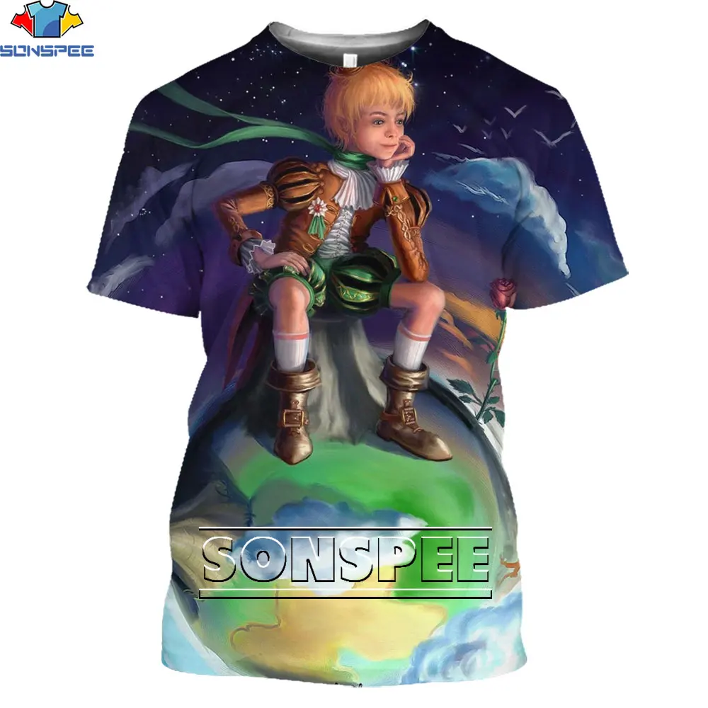 

Футболка мужская оверсайз с коротким рукавом и 3D-принтом из аниме «Маленький принц»