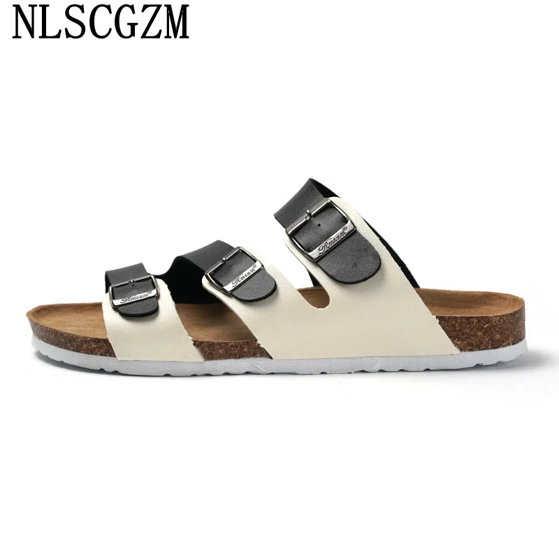 Кожаные шлепанцы для мужчин 2024 сланцы мужская обувь тапочки Мужская Летняя