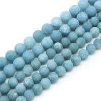natural matte dull polish frosted blue aquamarin chalcedony stone round loose beads 4681012mm for jewelry making diy