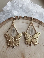 butterfly earrings celestial earrings clear quartz earrings star earrings witchy gypsy earring