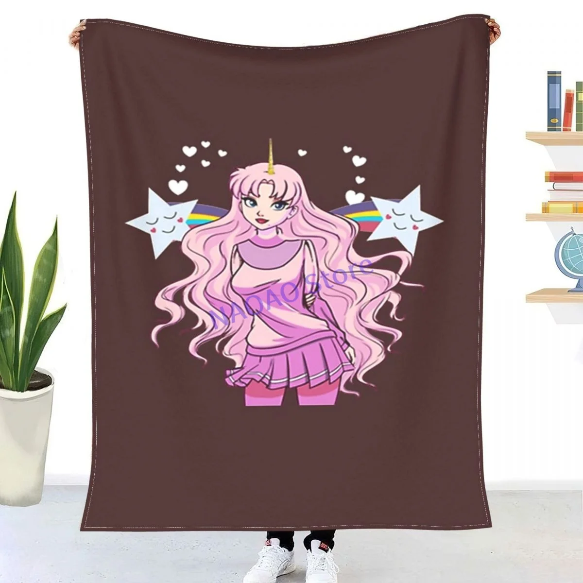 

Anime Girl Purple Throw Blanket Sheets on the bed Blankets on the sofa Decorative lattice bedspreads Happy nap for children