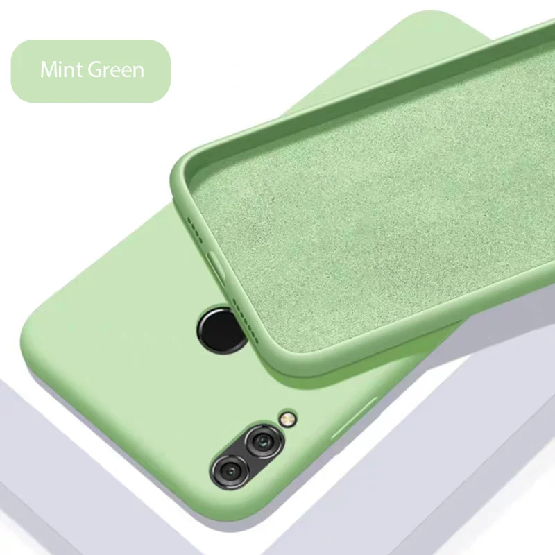 Mint Green Жидкий силиконовый чехол для huawei смартфона Honor 8X10 9 9X играть 20 P30 P20 Lite P10 рlus Nova 3i 3 5 Pro 5i Y9 Prime Коврики 30 крышка - Цвет: Mint Green