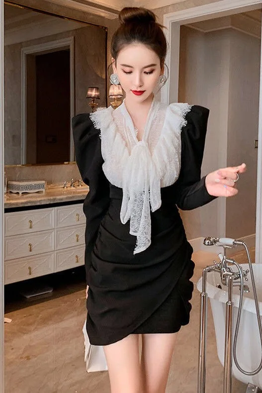 Дизайнерское Элегантное Черное мини-платье ZALady на шнуровке для женщин