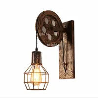 Retro Wall Lamps American Industrial led lamp wall sconces Vintage Wall Light fixtures Lifting Pulley bedroom lamp  mirror light