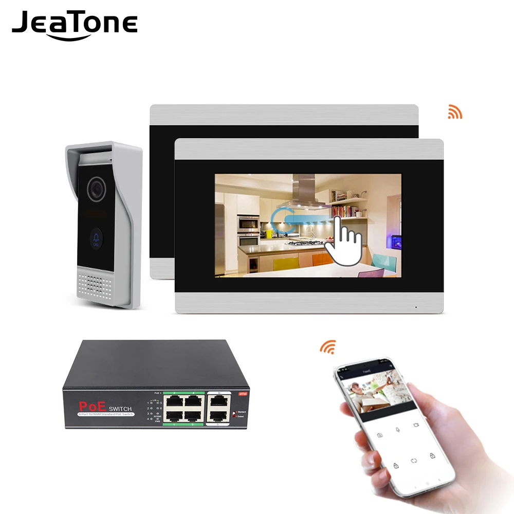 

Jeatone Touch Screen Wireless POE Intercom Video Door Phone Intercom Doorbell Apartment Access Control System Motion Detection