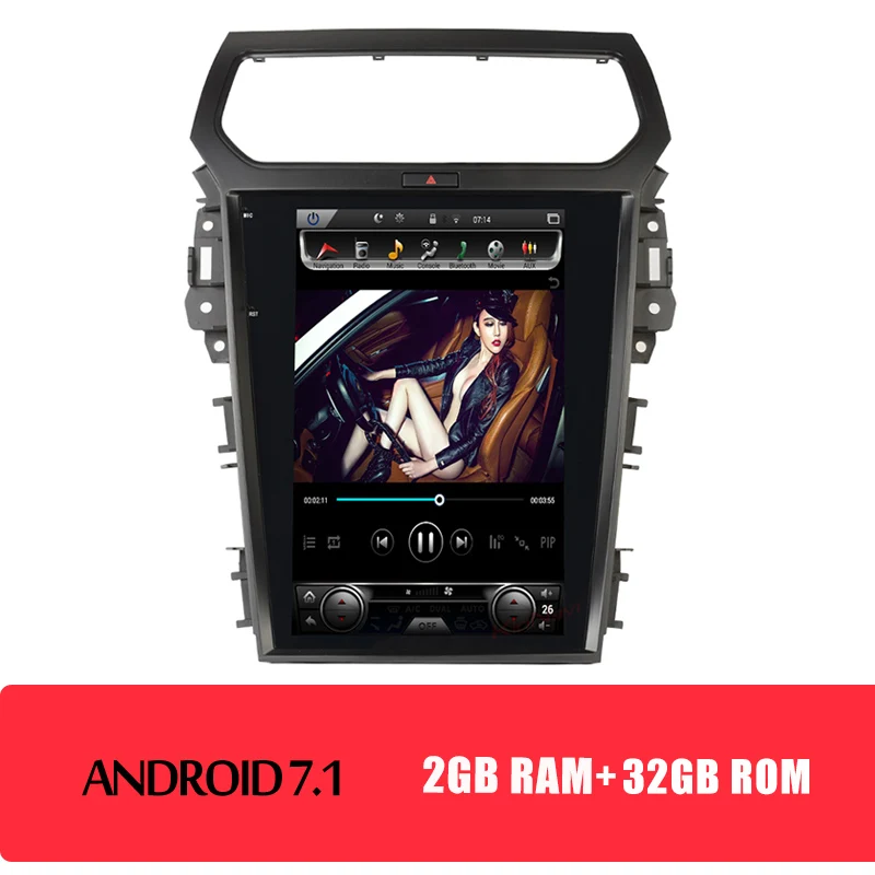 Android Car Radio KiriNavi вертикальный экран Tesla стиль 12," Android 8,1 автомобильный Радио gps навигация для Ford Explorer автомобильный Dvd мультимедиа 2013 - Цвет: Android Car Radio