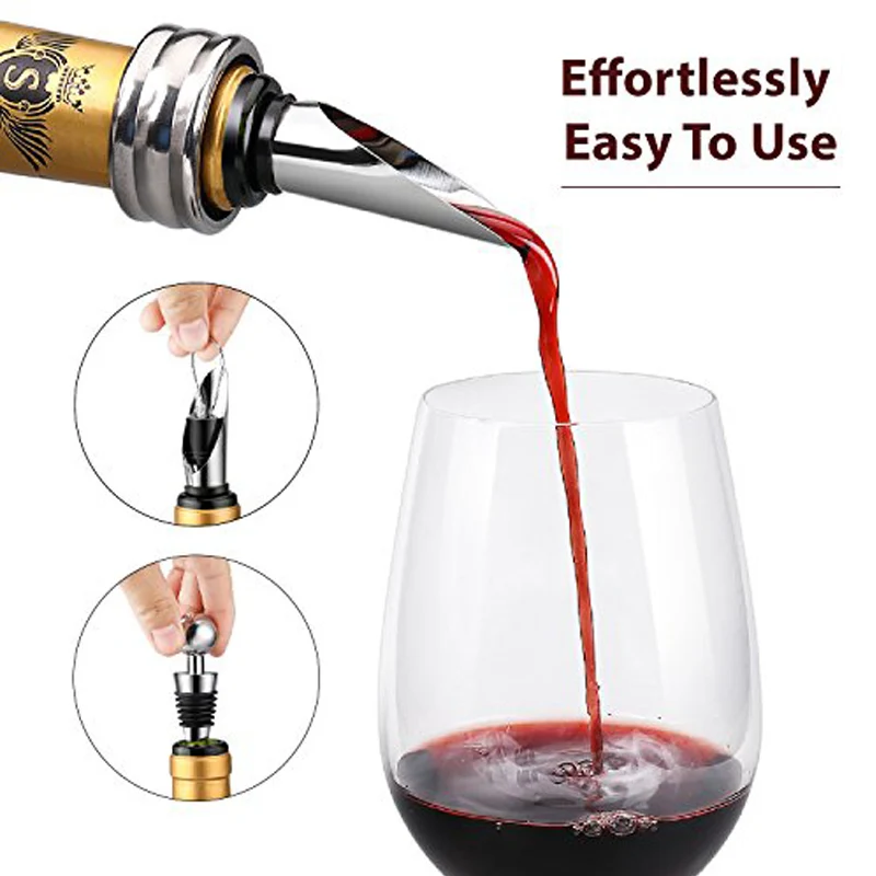 Stainless Steel Rabbit Opener Wine Corkscrew with Wood Gift Box Pourer Stopper Thermometer Foil Cutter Drip Ring Bottle | Дом и сад