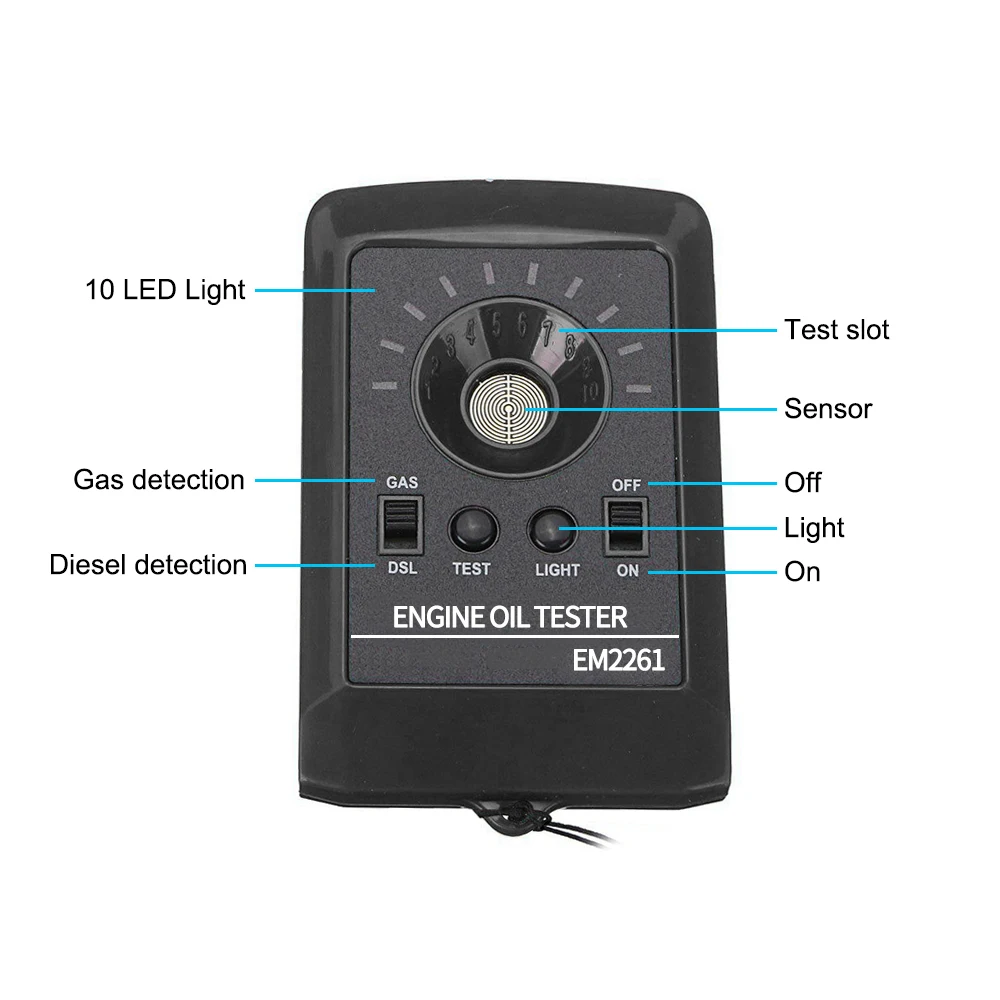 

12V LED Digital Tester Motor Engine Oil Quality Detector Gas Diesel Fluid Analyzer Auto Measuring Tool Black/ Red
