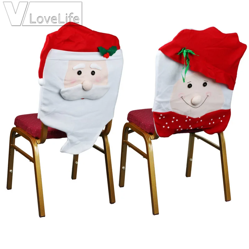 Рождественский чехол на стул 2 шт. чехлы спинки стула Санта-Клауса украшения для
