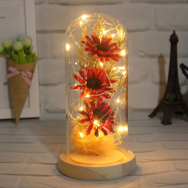 

Dried Flower LED Copper Wire Decorative Night Light Creative Christmas Valentine's Day Gift Home Decoration LED Desk Light