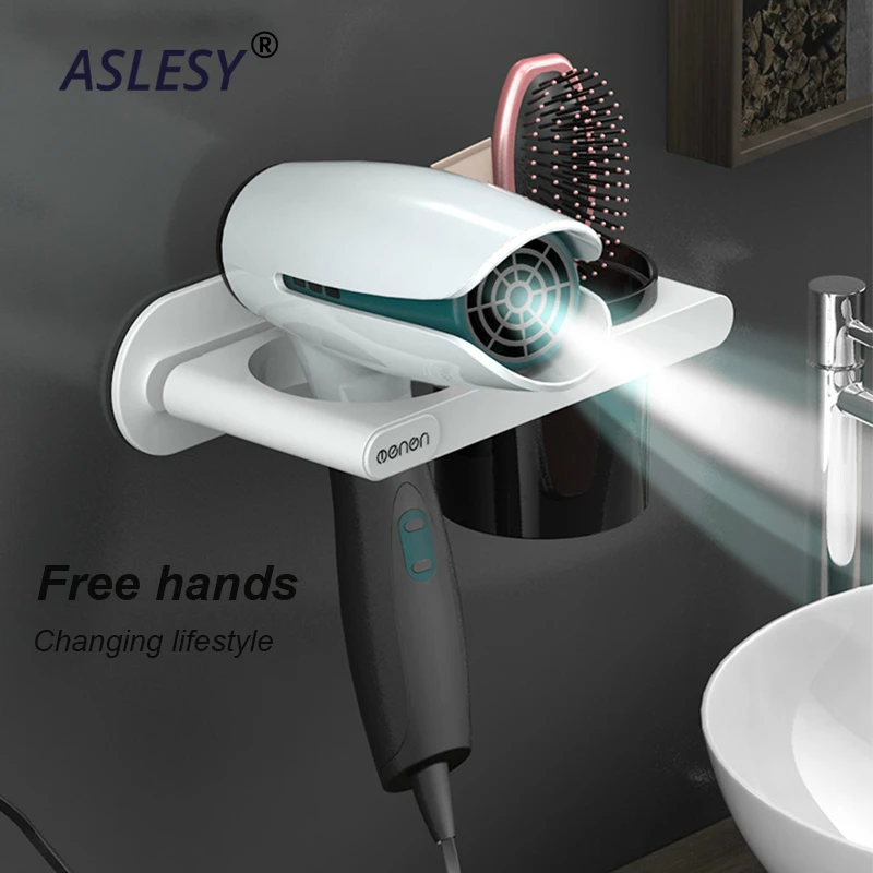 Пластиковый фен для волос держатель настенное крепление полки хранения