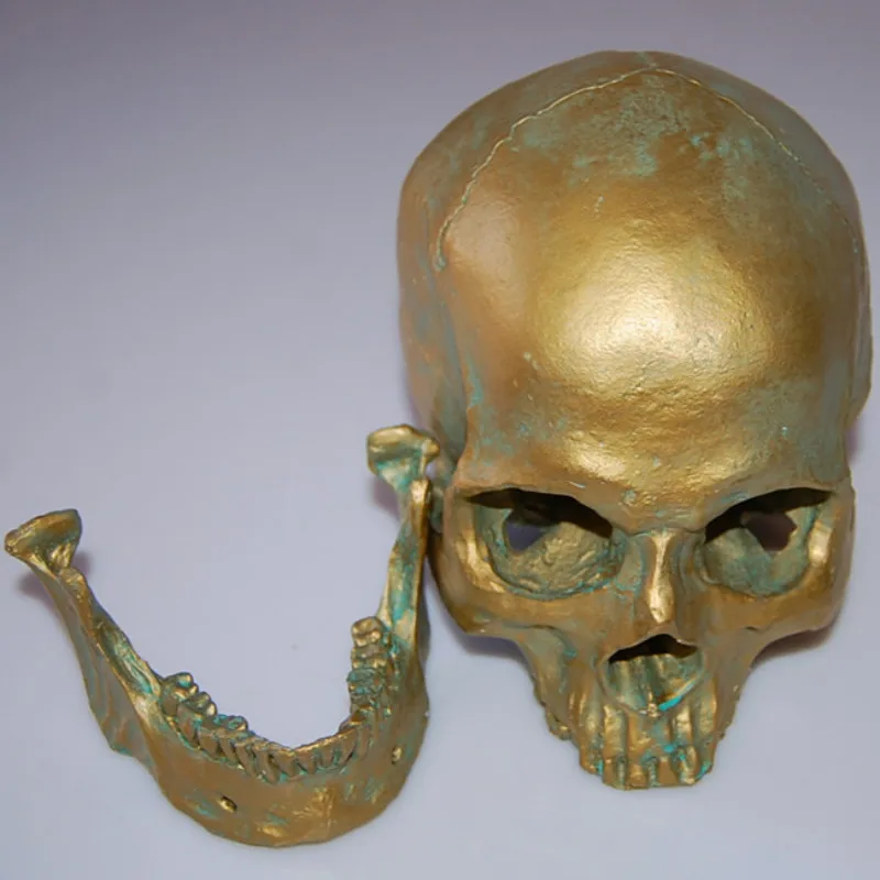 

1:1 Copper Skull Statue for Home Decor Resin Figurines Halloween Decoration Sculpture Medical Teaching Sketch Model Crafts