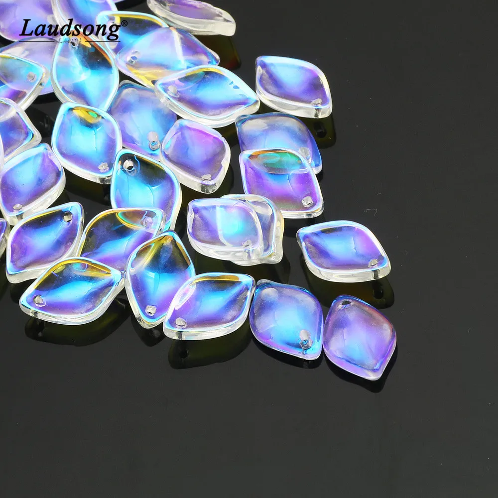 

50 шт 10x15мм прозрачный кулон синий стеклянный кулон из бисера для DIY модные женские очаровательные ювелирные изделия ожерелье аксессуары для...