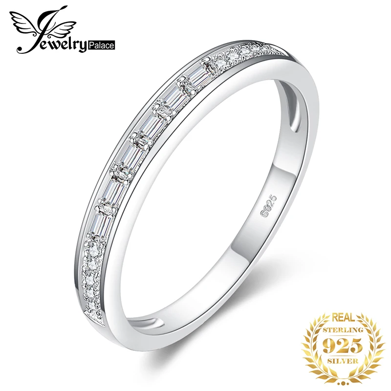 JewelryPalace кубического циркония половина Eternity свадебный набор каналов полоса 925 пробы Серебряное кольцо Красивая Новинка; Лидер продаж для Для женщин